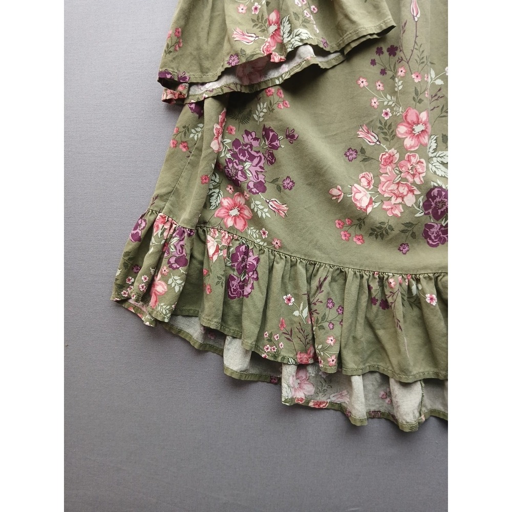 Ladies terra & sky 2x tunic top Boho Style 3/4 Sleeve Green Floral - Picture 6 of 16